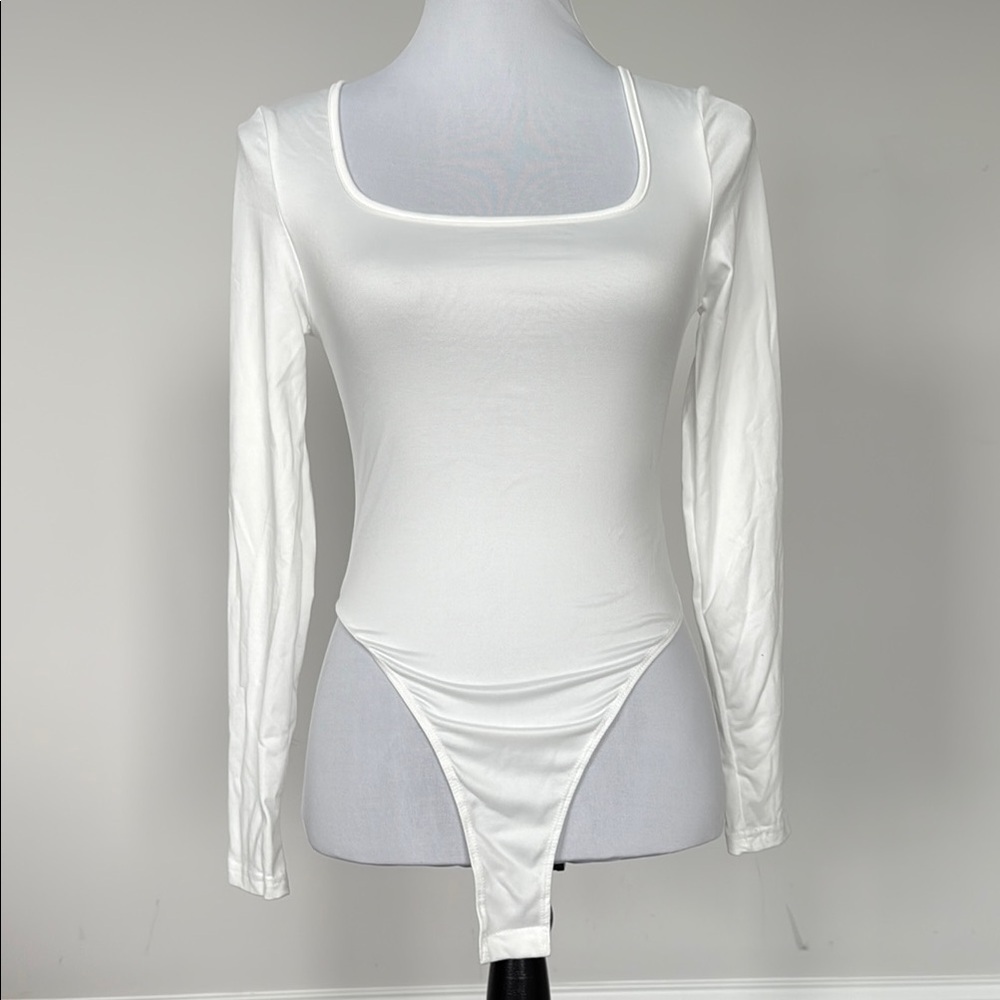 SHEIN Elegant White Long Sleeve‎ Bodysuit Sz XS